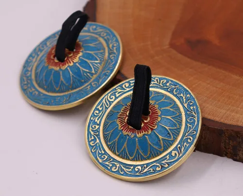 Miniatura 6 de DharmaObjects - 2 pares de dedos de latón profesional platillos zills danza del vientre bolsa de seda (rosa)
