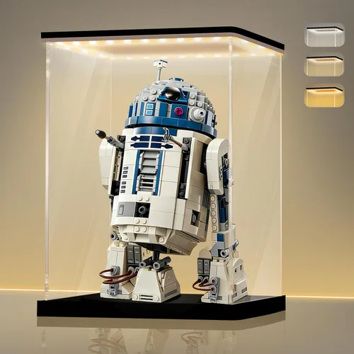 Miniatura 21 de LANSCOERY Vitrina de acrílico con luz LED ajustable amarilla/blanca/cálida, caja transparente de protección UV, vitrina a prueba de polvo