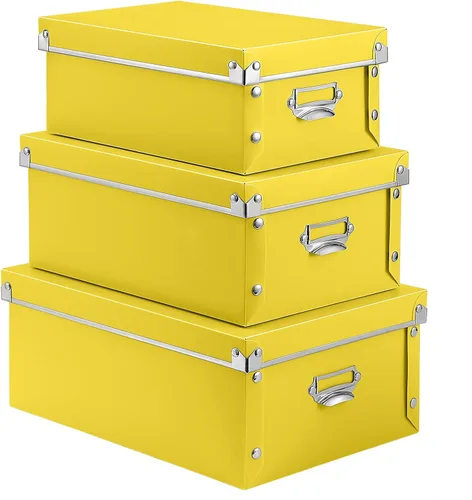 Miniatura 11 de SEEKIND Caja de almacenamiento, contenedores decorativos con tapa, juego 3 en 1, de plástico, con asas, cierre de botón, a prueba de humedad, J-Rosa