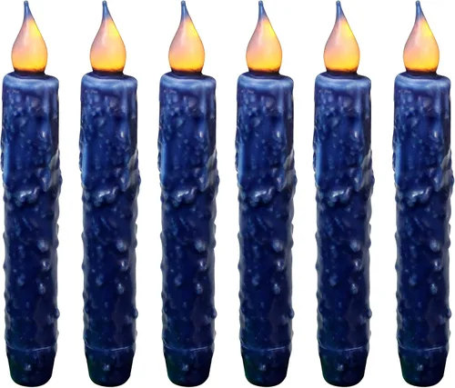 Miniatura 8 de CVHOMEDECO. Velas de cera real sumergidas a mano, funciona con pilas, temporizador, velas cónicas sin llama primitivas del país, 6-3/4 pulgadas