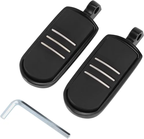 TCMT Juego de reposapiés de motocicleta StreamLiner con incrustaciones de goma negra para modelos Harley Touring y Softail de 1986 en adelante,