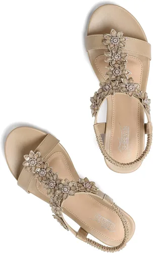 Miniatura 6 de SHIBEVER Sandalias de cuña para mujer sandalias cómodas con plataforma de punta abierta de verano y correa de tobillo