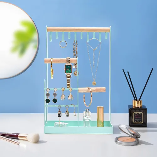 Miniatura 2 de ProCase Organizador de joyas, soporte para joyas, organizador de collares de 4 niveles con bandeja para anillos, pequeño y bonito estante