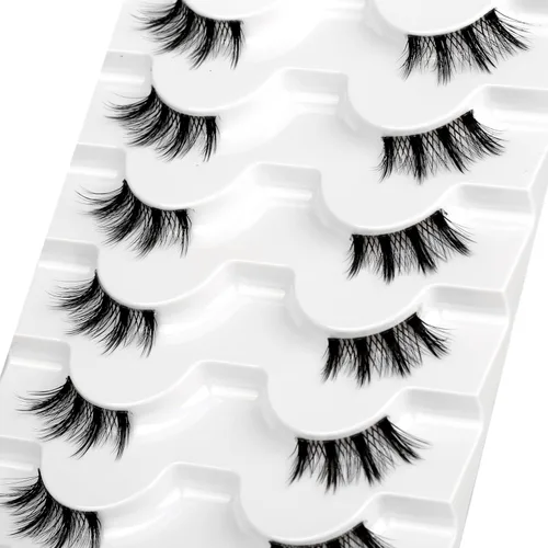 Miniatura 421 de Pooplunch - Pestañas postizas finas de visón sintético, estilo ojo de gato, naturales, cruzadas, tipo racimo, efecto 8D de volumen, tiras