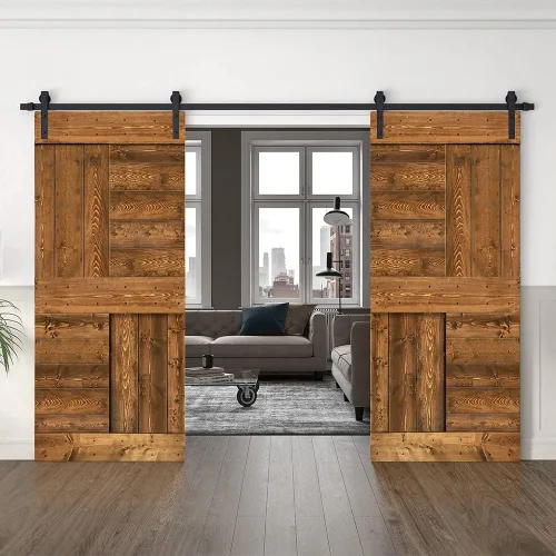 Miniatura 27 de TMS Serie N - Puerta corrediza interior de madera de pino anudada con kit de herrajes deslizantes (32 x 84 pulgadas, blanco)