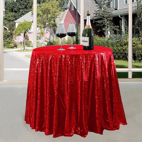 Miniatura 107 de Manteles redondos de lentejuelas negros para fiestas, de 121,9 cm, mantel redondo de purpurina ajustado, pequeño, lindo y dulce, para boda