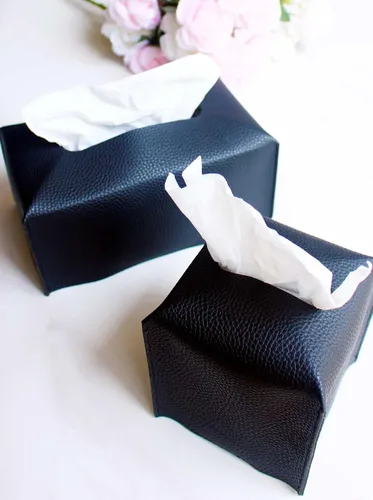 Miniatura 2 de Cubierta de Caja de Paños Grande Rectangular – Soporte de Caja de Paños Rectangular de Tamaño Plus con Cinturón Inferior [JESMINI, Negro] Soporte