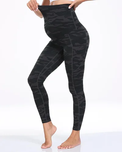 Miniatura 32 de WHOUARE Leggings de maternidad sobre el vientre con bolsillos para mujer, cintura alta, entrenamiento, pantalones de yoga