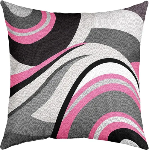 Miniatura 16 de Feelyou Juego de 4 fundas de almohada geométricas reversibles para exteriores de 16 x 16 pulgadas, diseño geométrico de rayas negras y grises, juego