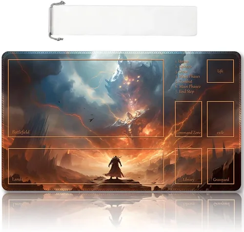 Miniatura 59 de Tapete de juego MTG cosido de alta calidad con zonas y respaldo de goma antideslizante, tapete de juego TCG para MTG y otros juegos de cartas, Dkt