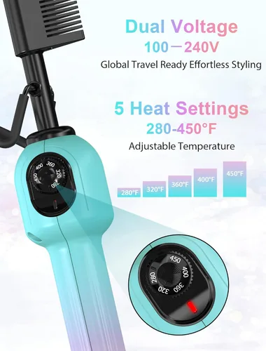 Miniatura 4 de Peine eléctrico caliente para pelucas y cabello de mujeres negras, peine alisador de turmalina de cerámica con esfera de temperatura de 280-450 °F