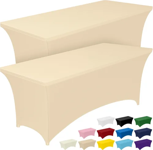 Miniatura 9 de Pureegg - Juego de 2 manteles de elastano ajustables de 1,2 m para mesas rectangulares, mantel elástico y sin arrugas para mesa de masajes, fiestas