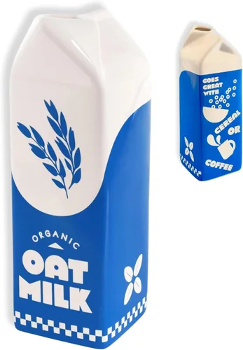 ban.do Florero decorativo de cerámica con diseño vintage de Rise and Shine, acento único para el hogar, la cocina/la oficina, leche de avena