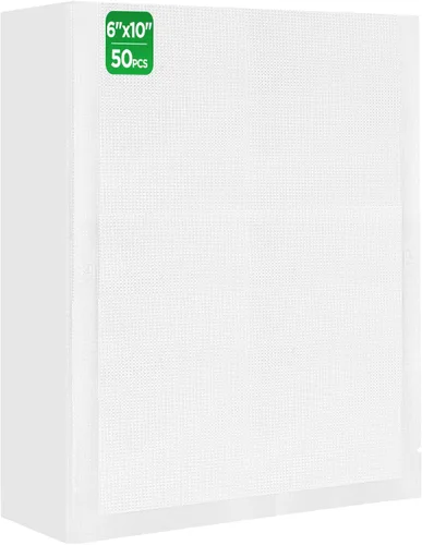Bolsas selladoras al vacío, 50 bolsas texturizadas de sellado al vacío de 6 x 10 pulgadas, grado comercial, sin BPA, resistentes, ideales para