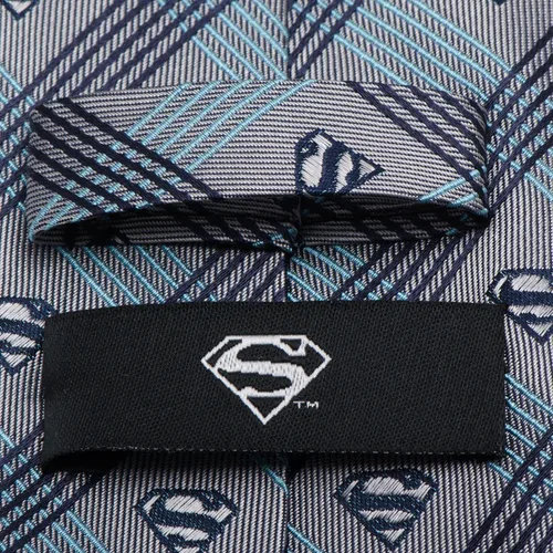 Miniatura 4 de DC Comics Superman - Corbata de vestir a cuadros grises para hombre, Gris
