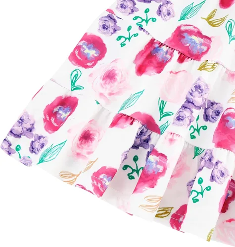 Miniatura 4 de Vestido de verano sin mangas para niñas pequeñas, vestido casual floral para playa, vestido de princesa escalonado con mangas con volantes, 2-8T