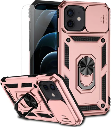 Miniatura 14 de Funda para iPhone 12 / iPhone 12 Pro con cubierta para lente de cámara, protector de pantalla HD, protección contra caídas de grado militar, soporte