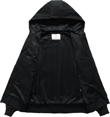 Miniatura 4 de MOERDENG Chaqueta de trabajo activa para hombre, ajuste holgado, con capucha, abrigos ligeros