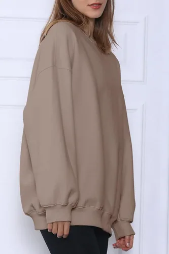 Miniatura 4 de EFAN Sudaderas de forro polar de gran tamaño para mujer, manga larga, cuello redondo, sudadera casual con capucha