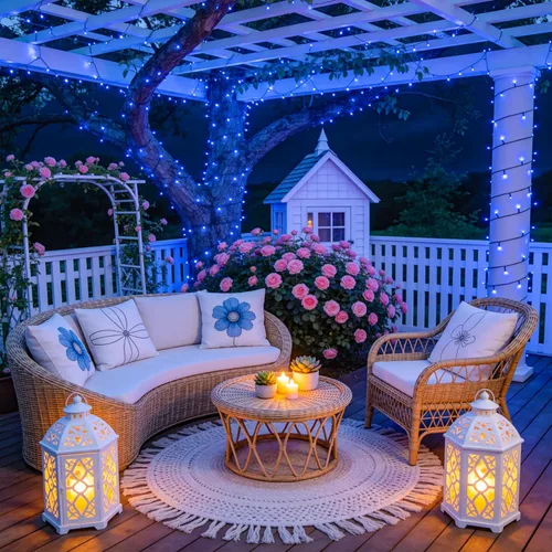 Miniatura 2 de JMEXSUSS 250 luces LED azules de Navidad: cadena de luces azules extensibles de 91.5 pies para interiores y exteriores, impermeable, con 8 modos