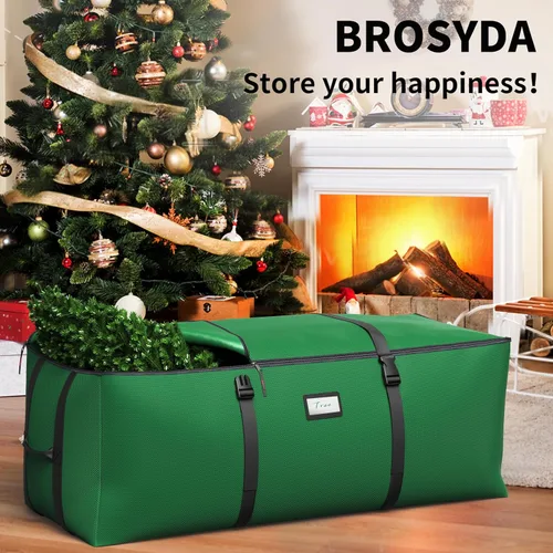 Miniatura 2 de Bolsa de almacenamiento para árbol de Navidad BROSYDA, se adapta a árboles artificiales de hasta 9 pies con correas de hebilla y dobles cremalleras