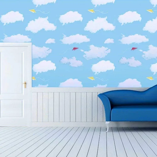 Miniatura 4 de PoetryHome - Papel de contacto autoadhesivo azul cielo para paredes, papel de pared para guardería, habitación de niños, dormitorio 17.7x117 pulgadas