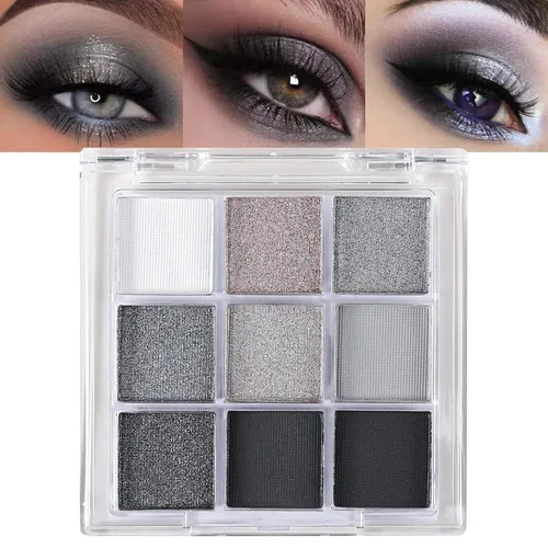 Miniatura 14 de Erinde Paleta de maquillaje de sombra de ojos de 9 colores con purpurina y lavanda brillante y mate, violeta, malva, púrpura oscura, plateado