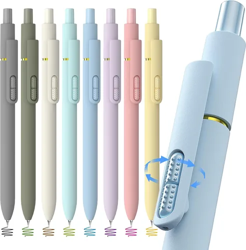 Miniatura 15 de HIACRY 8Pcs Blue Ink Gel Pens, Quick-Dry 0.7mm Fine Point Fidget Pens, Smooth Writing Journaling Pens for Note Taking, Gift for Women & Girls