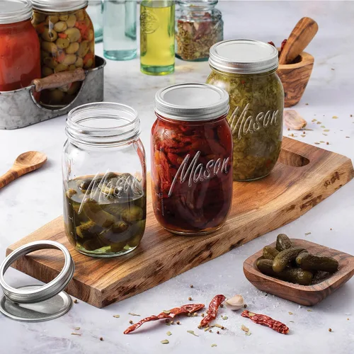 Miniatura 3 de Paksh Novelty Tarros Mason de boca ancha con tapas de 32 onzas – Tarros de conservas Mason de un cuarto de galón, tarro grande de boca ancha