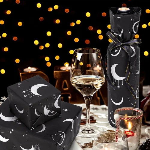 Miniatura 5 de HolyMaji 25 hojas de papel de seda de luz de luna para embalaje de pequeñas empresas de 20 × 28 pulgadas, papel de regalo de luna impreso a granel