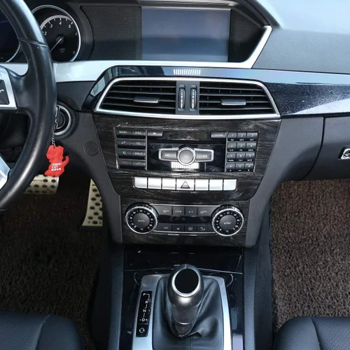 Miniatura 3 de YIWANG Marco de panel de CD de consola central de coche ABS cromado para Mercedes Benz Clase C W204 2011-2013 (grano de madera negro)