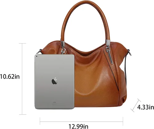 Miniatura 4 de HESHE Bolsos y bolsos de cuero genuino para mujer, bolso de mano con asa superior, bolso Hobo, bolso de mano, bolso cruzado para mujer