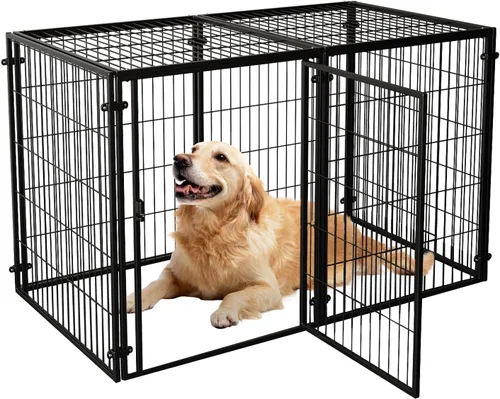 XPIY Jaula grande para perros – Perrera de metal para perros medianos y pequeños, segura para interiores y exteriores, jaula grande para cachorros,