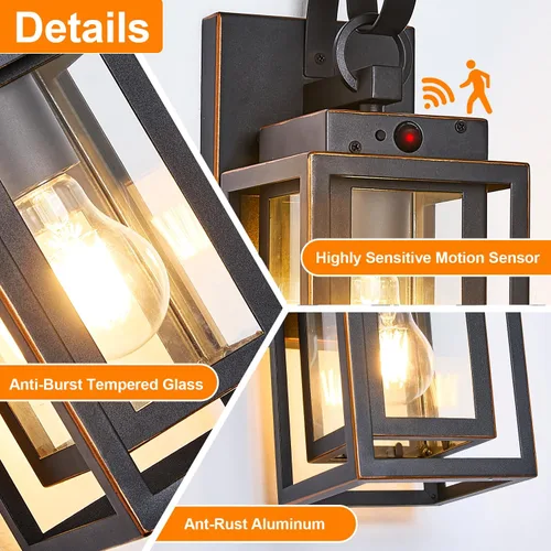 Miniatura 4 de Paquete de 2 luces de pared para exteriores con sensor de movimiento