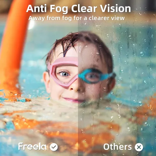 Miniatura 5 de Freela Gafas de natación transparentes para niños de 3 a 15 años, antiniebla, sin fugas, para piscina, playa, natación 2. cian y rosa