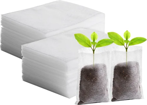 Miniatura 20 de Greaner 100 bolsas de cultivo de vivero grandes, 7.8 x 8.6 pulgadas, bolsa de cultivo de plántulas de tela biodegradable no tejida, bolsas