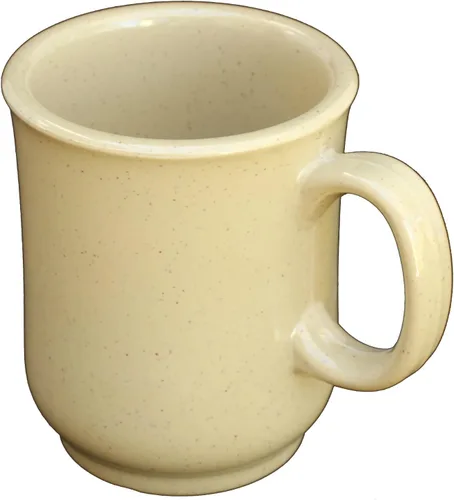 Vintage Western Melamina Taza Bulbosa de Café, Capacidad: 8 onzas, 3.9 in (de) diámetro. x 3.9 in H, Blanco o Bronceado o Arena #477 (12, Arena)