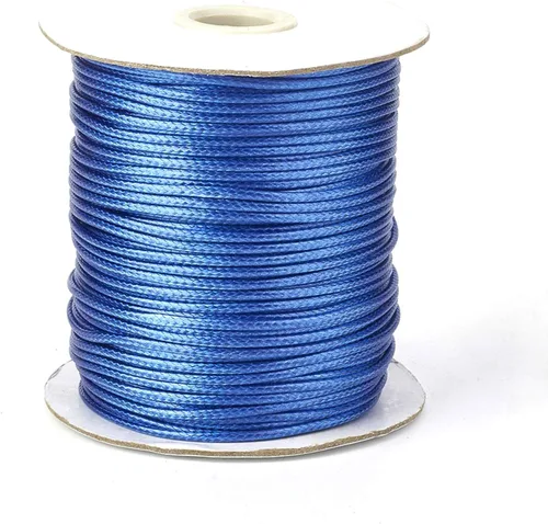 Miniatura 42 de Cordón de poliéster encerado coreano de 100 yardas, hilo de cordón trenzado beige para collar, cuerda de alambre de 0.079 pulgadas con carrete