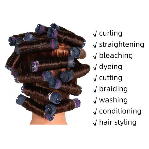 Miniatura 2 de Hairingrid Cabeza de Maniquí 20"-22" 100% Cabello Humano Peluquería Cosmetología Maniquí Cabeza de Entrenamiento de Cabello y Soporte de Abrazadera