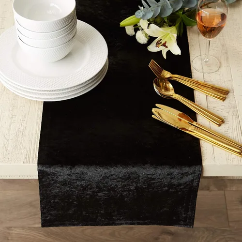 Miniatura 8 de DII Velvet Collection de mesa, camino de mesa, 14x72 pulgadas, negro
