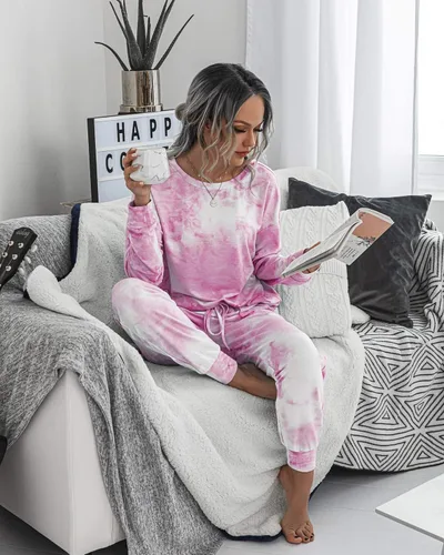 Miniatura 20 de Prettygarden - Conjunto de pijama de dos piezas para mujer, diseño de teñido anudado, sudadera informal de manga larga con pantalones largos, ropa