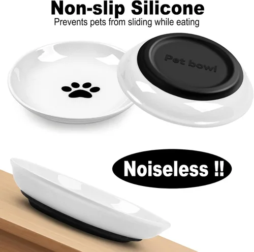 Miniatura 3 de Cuencos para gatos, sin derrames, con bigote y fatiga para gatitos, con silicona antideslizante, platos de cerámica para gatos, agua y húmedos