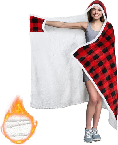 Miniatura 7 de Manta con capucha, cálida y acogedora manta de poncho suave, capa de forro polar, regalos para mujeres, Guepardo