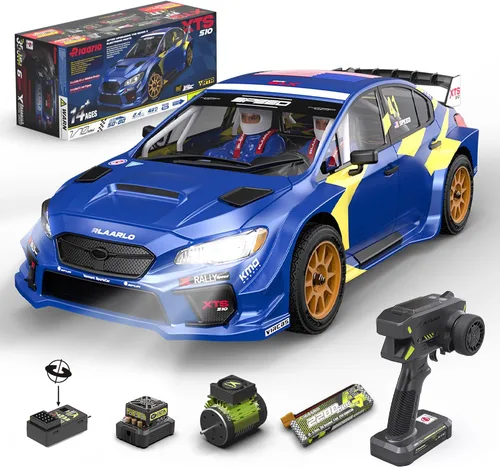RIAARIO Coches RC sin escobillas 1/10, coche de rally, RTR para principiantes, 40+ MPH, 4WD, electrónica impermeable, fibra de carbono, azul, a