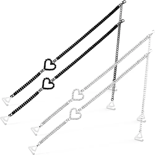 Miniatura 4 de 1 par de correas de hombro con diamantes de imitación, cadena de hombro con diamantes de imitación, cadena interior de cristal, brasier de boda