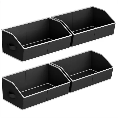 Miniatura 26 de Homsorout Organizador trapezoidal para armario, cestas grandes para organizar, caja de almacenamiento de tela para estantes, cubos de almacenamiento