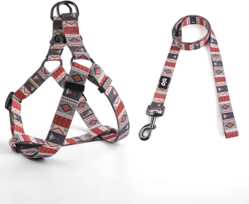 Miniatura 19 de QQPETS Juego de correa de arnés para perro, ajustable, resistente, sin tirones, arnés halter para perros de razas pequeñas, medianas y grandes, clip