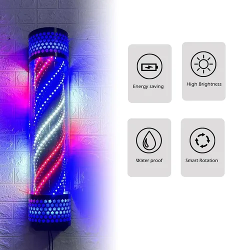 Miniatura 4 de Luz LED giratoria colorida de 35.4 pulgadas, poste de peluquería, postes de peluquería al aire libre, letreros de barbería para barbería, luz
