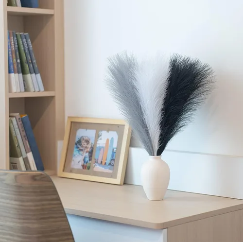 Miniatura 4 de Hierba de pampa sintética decorativa, 18 pulgadas/45 cm, hierba artificial de pampas esponjosa, arreglo floral pomposo de 6 tallos para decoración