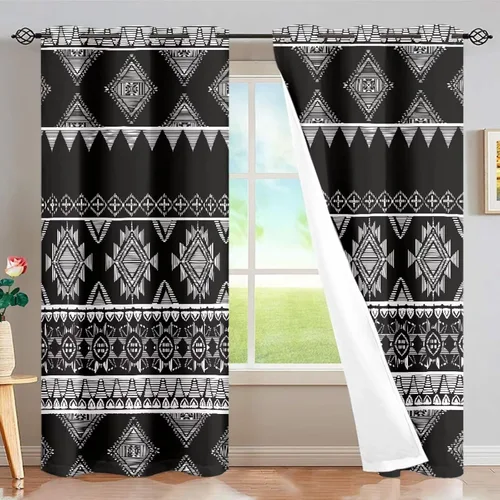 Miniatura 50 de Dreaweet African Tribal Blackout Curtains 63 Inch Long 2 Panels Set Bohemian Ethnic Geometric Grommet Top Thermal Insulated Curtains for Living Room